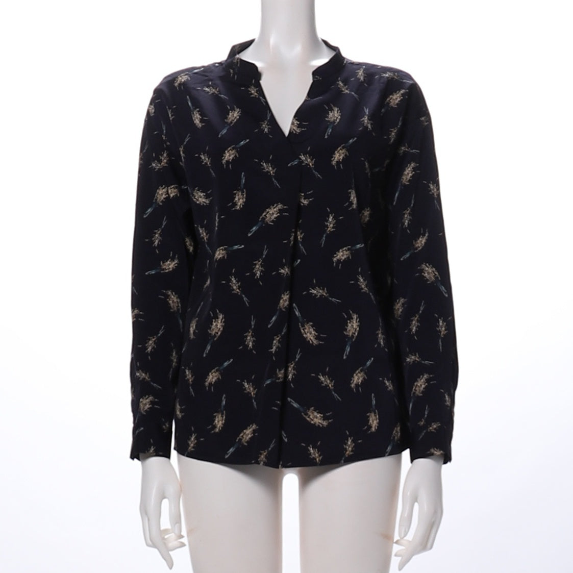 ヴィンテージ柄Vネックブラウス