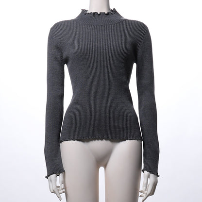 Vネックメローフリルニット