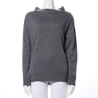 ネックデザインニット