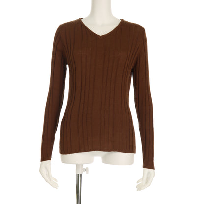 Vネックランダムリブニットプルオーバー