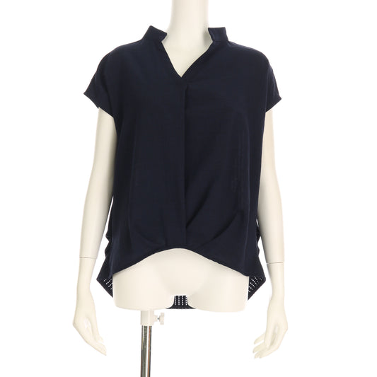 前後切り替え異素材ブラウス