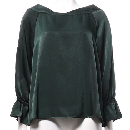 起毛サテンキャンディースリーブブラウス