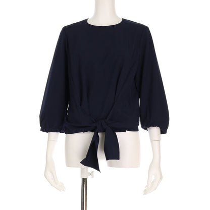 ウエストリボンラウンドネックブラウス