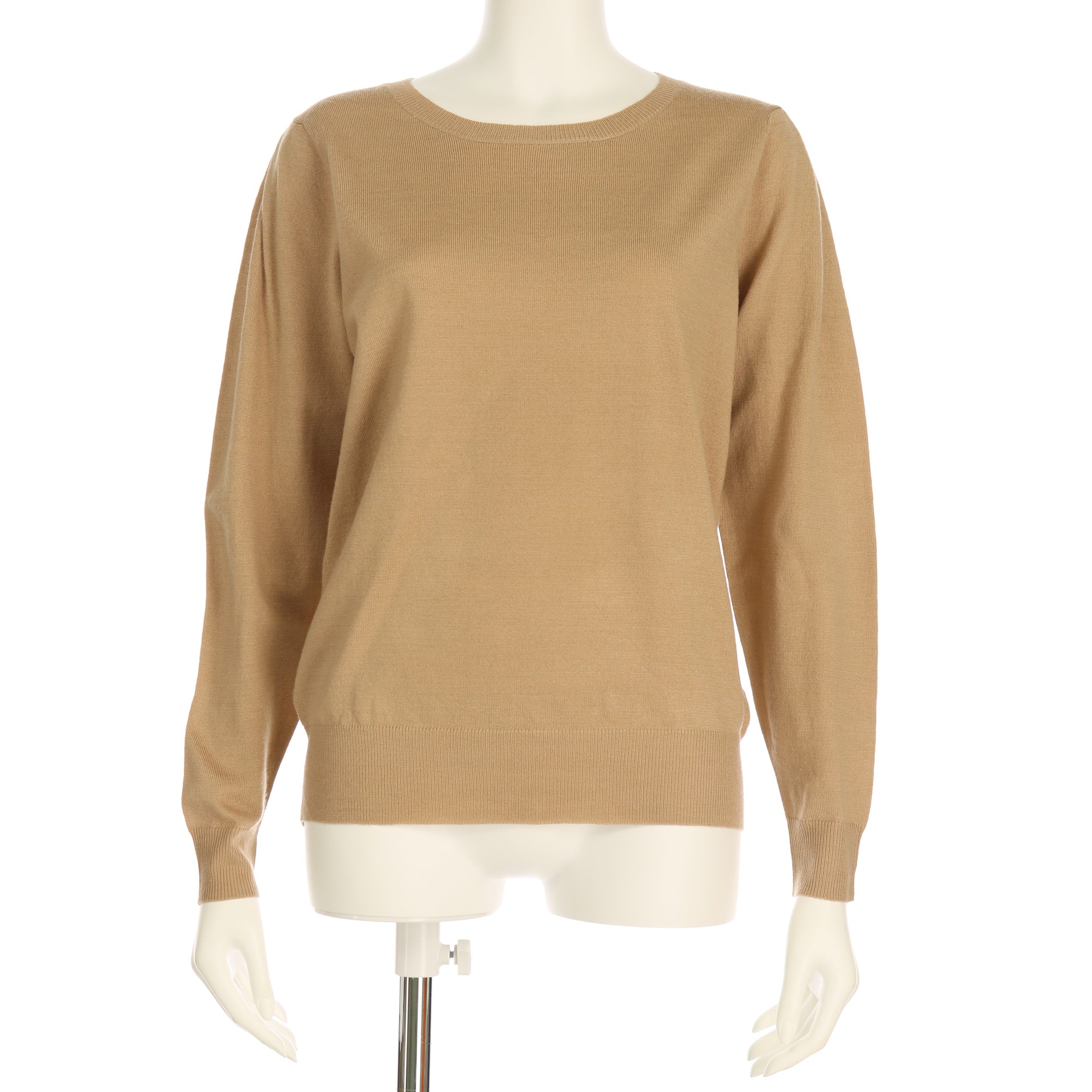 パフスリーブラウンドネックニットプルオーバー