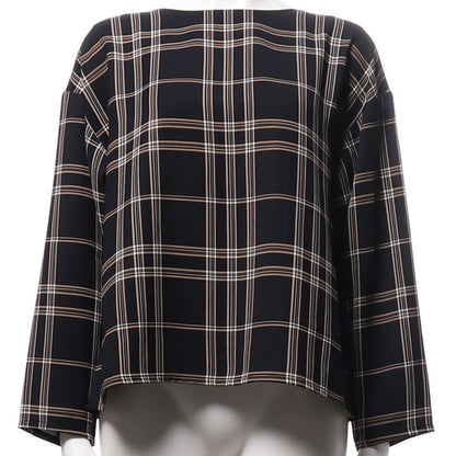 バックボタンチェック柄ブラウス
