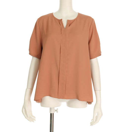 脇レースオープンフロントネックブラウス