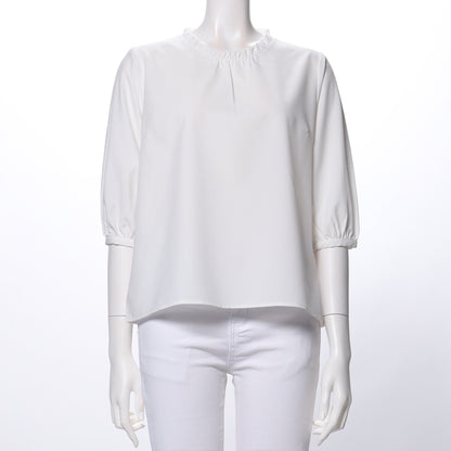 フリルネックブラウス