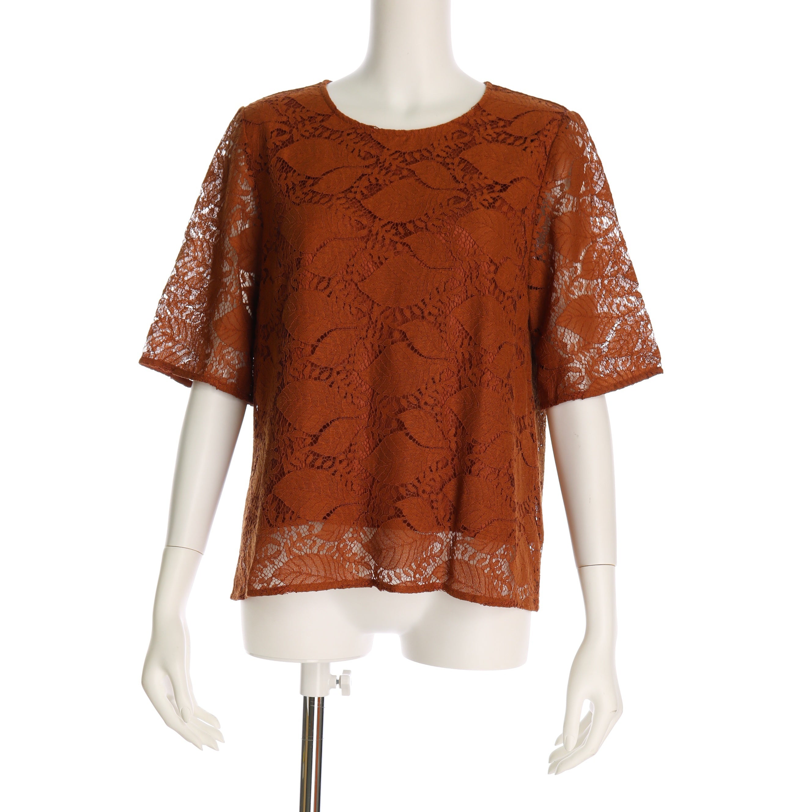 ボタニカルレース透け感ブラウス