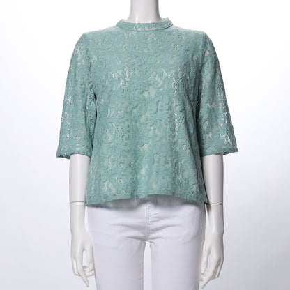 総レーススタンドカラーブラウス