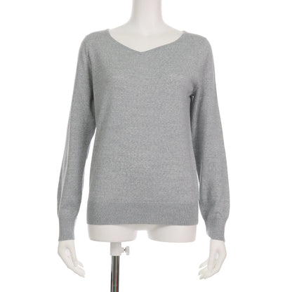 ハートネックVネックニットプルオーバー