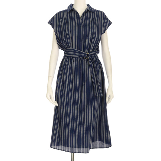 Dカンベルトストライプ柄ワンピース