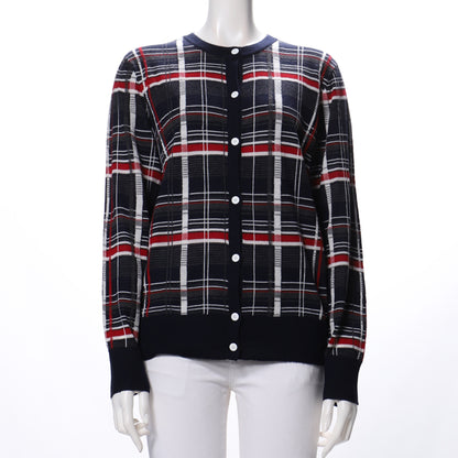 チェック柄前あきカーディガン