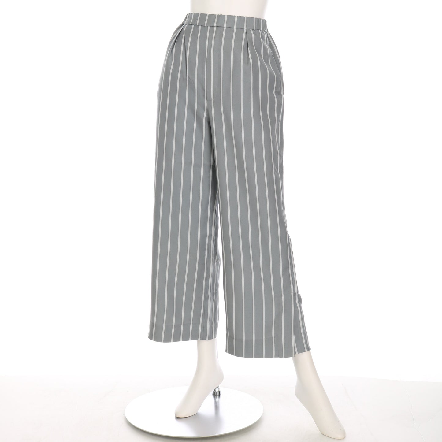 ストライプ柄タック入りワイドストレートパンツ