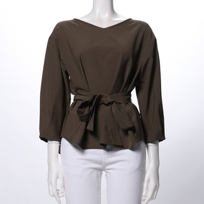 リボンベルト付きブラウス