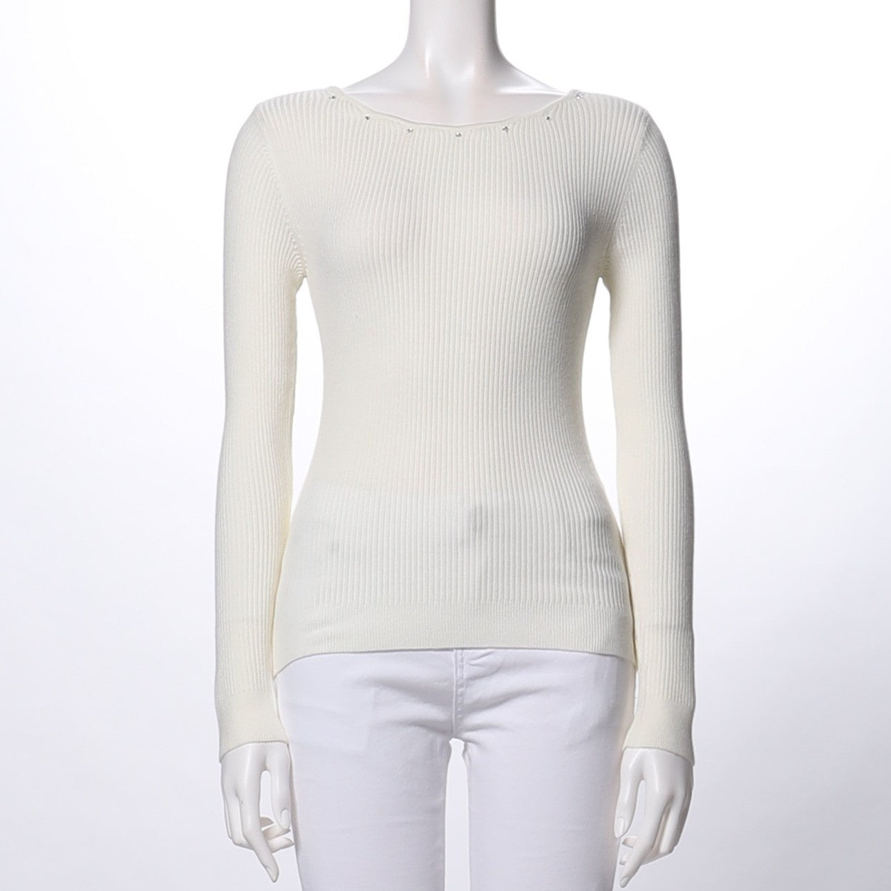 ストーン付きリブニット