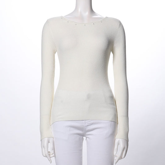 ストーン付きリブニット