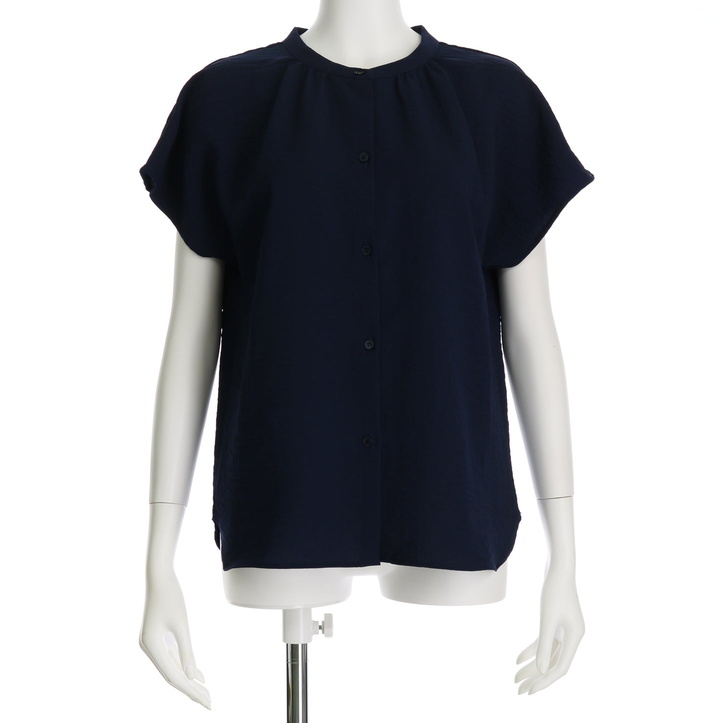 スタンドネックフロントボタンブラウス