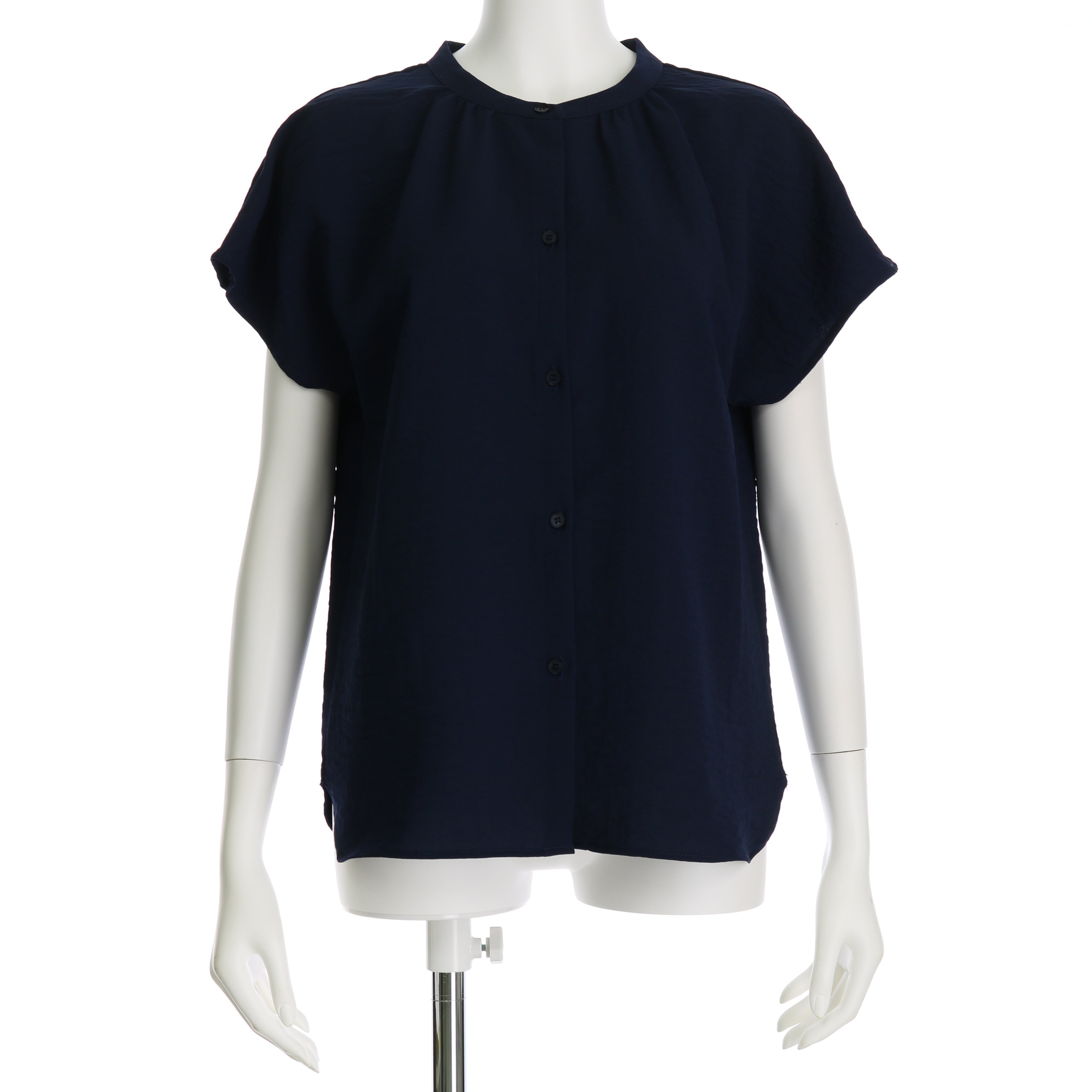 スタンドネックフロントボタンブラウス