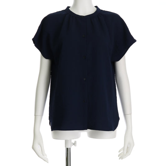 スタンドネックフロントボタンブラウス