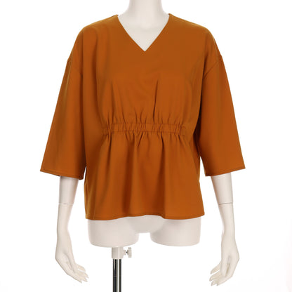 ウエストシャーリングvネックブラウス