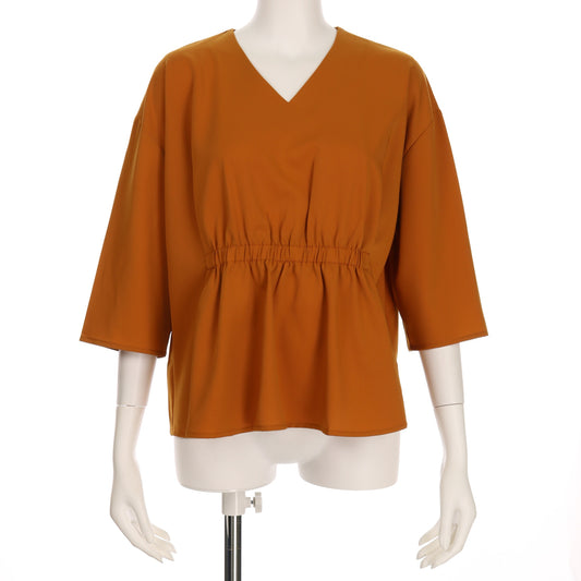 ウエストシャーリングvネックブラウス