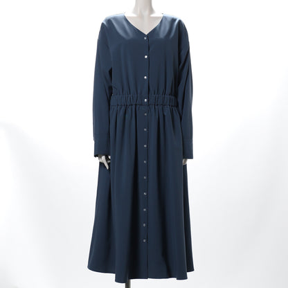 ウエストゴムVネックワンピース