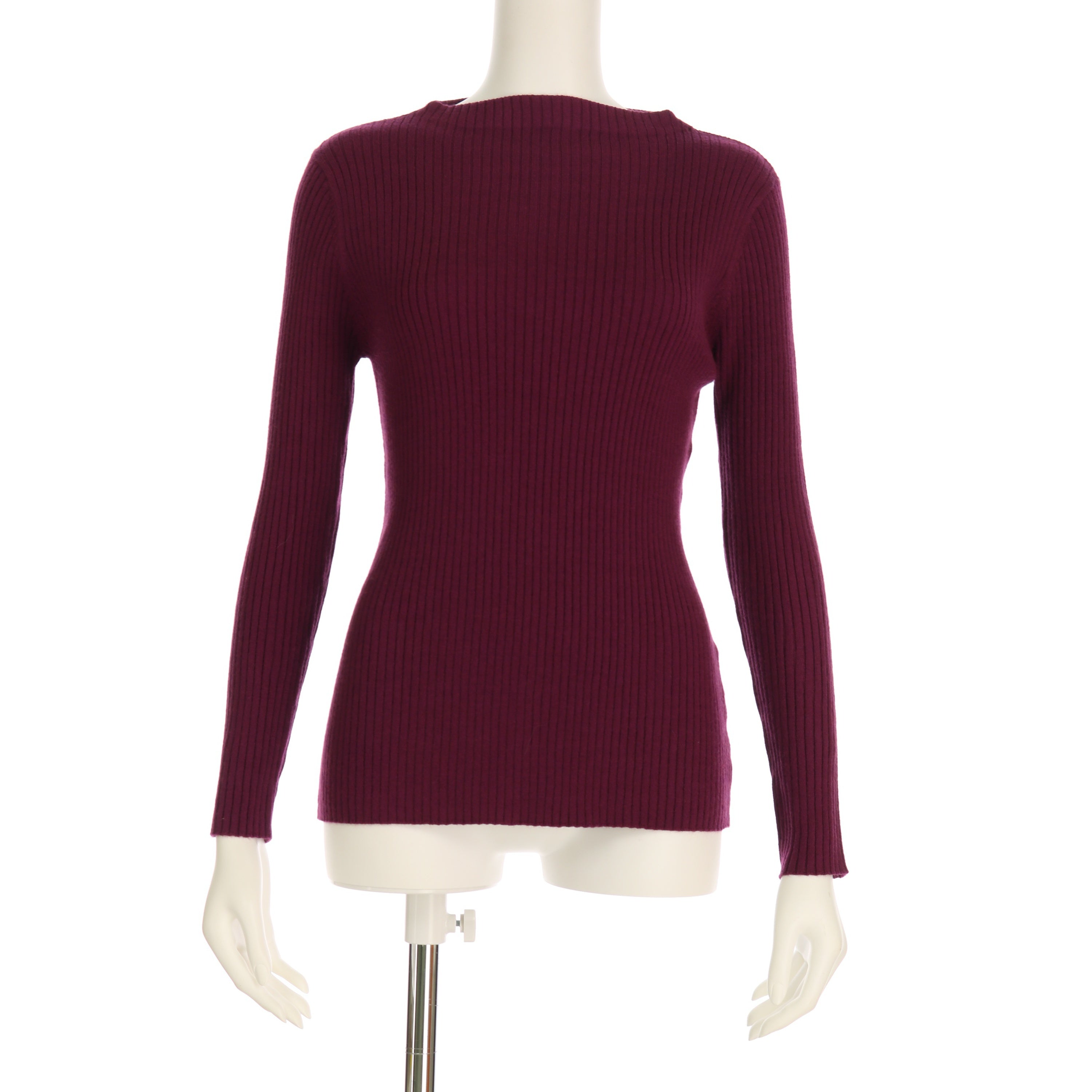 オフネックリブニットプルオーバー