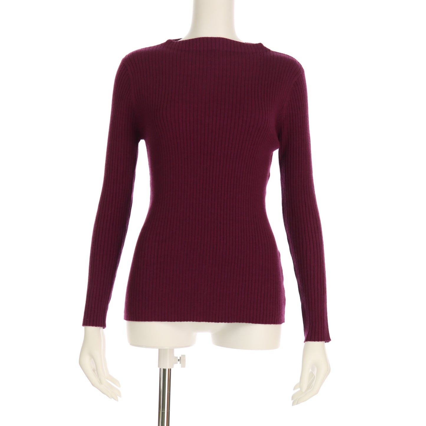 オフネックリブニットプルオーバー