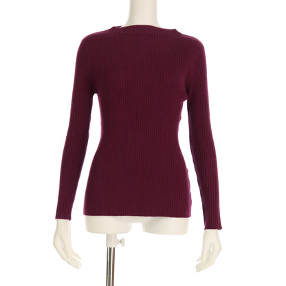 オフネックリブニットプルオーバー