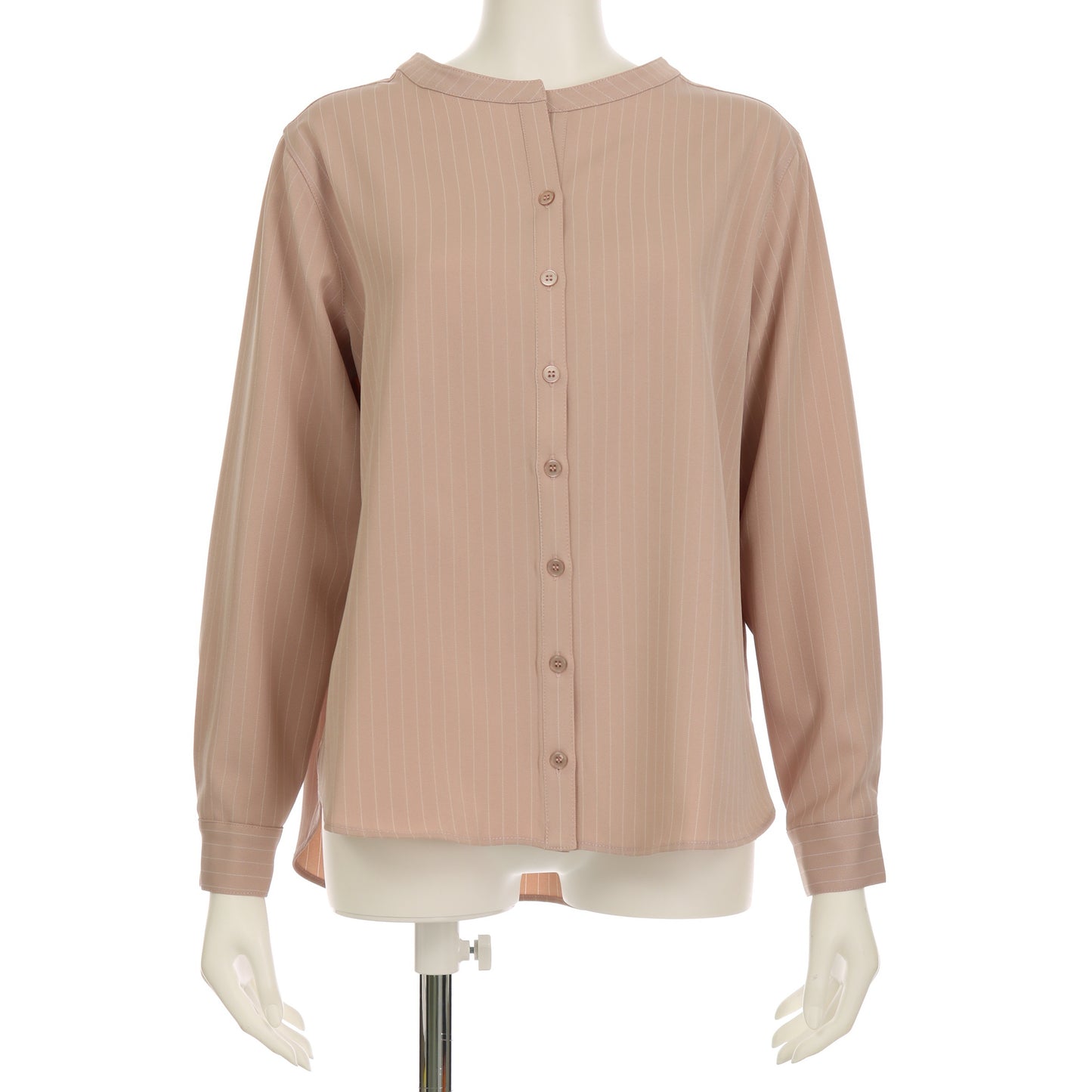 ストライプ柄バンドカラーシャツ