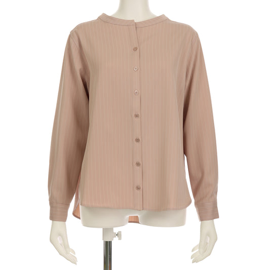 ストライプ柄バンドカラーシャツ