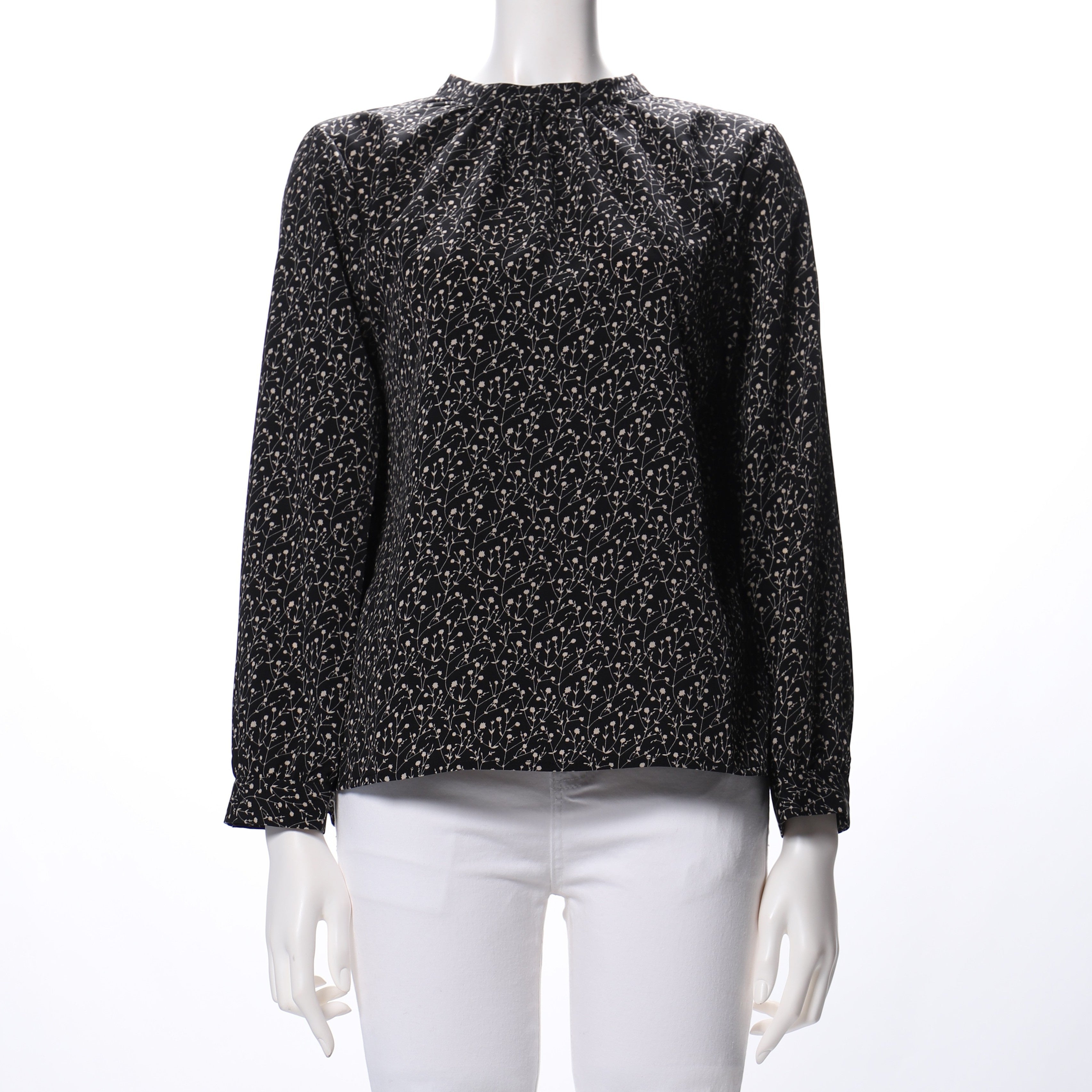 小花柄スタンドカラーブラウス