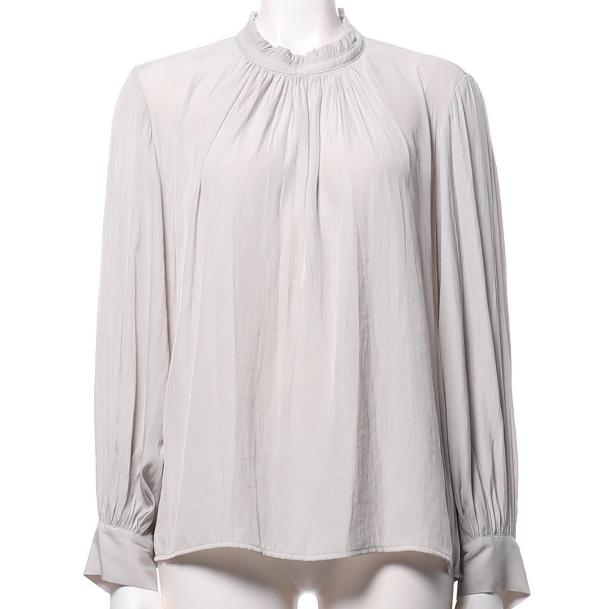 フリルデザインスタンドカラーブラウス