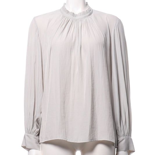 フリルデザインスタンドカラーブラウス