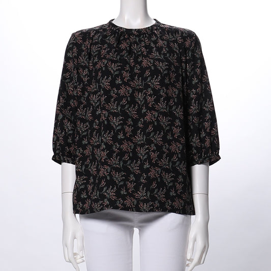 花柄ギャザードネックブラウス