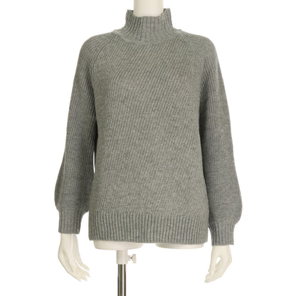 ラメ織バルーンスリーブハイネックニット