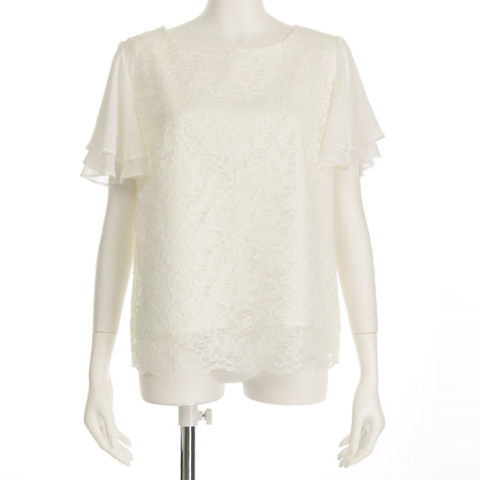 ラッセルレースシフォン重ね袖ブラウス