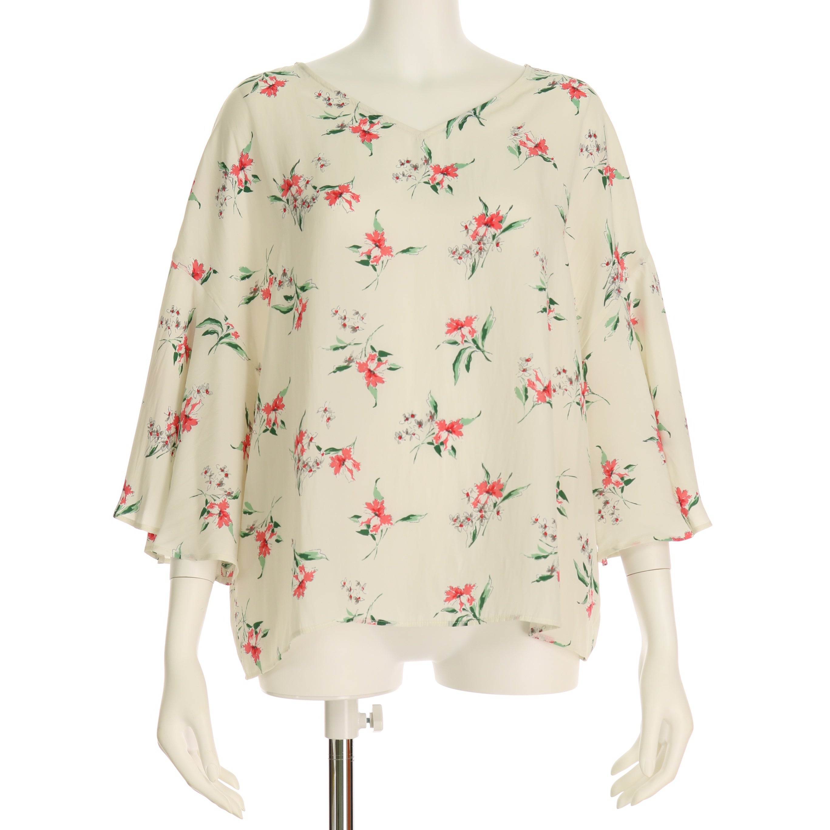 花柄フレアスリーブブラウス