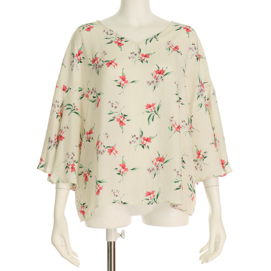 花柄フレアスリーブブラウス