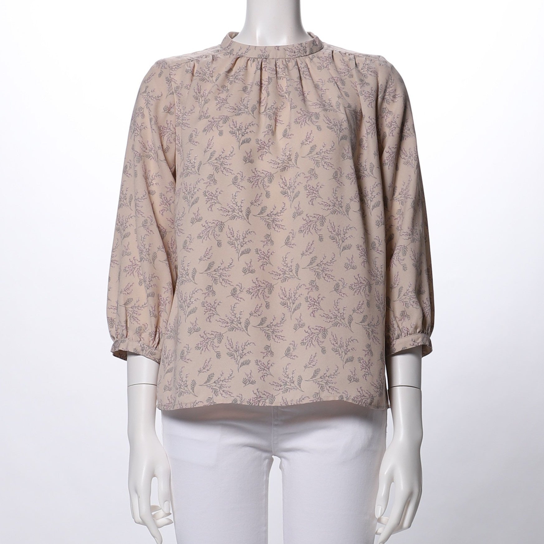 スタンドカラー花柄シャツ