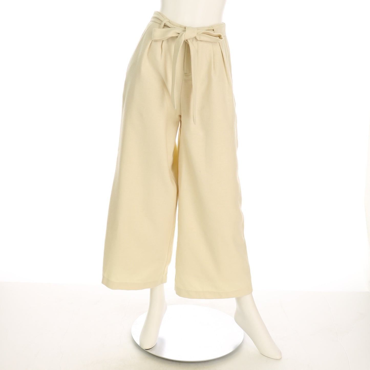 ウエストリボンベルト付きワイドパンツ