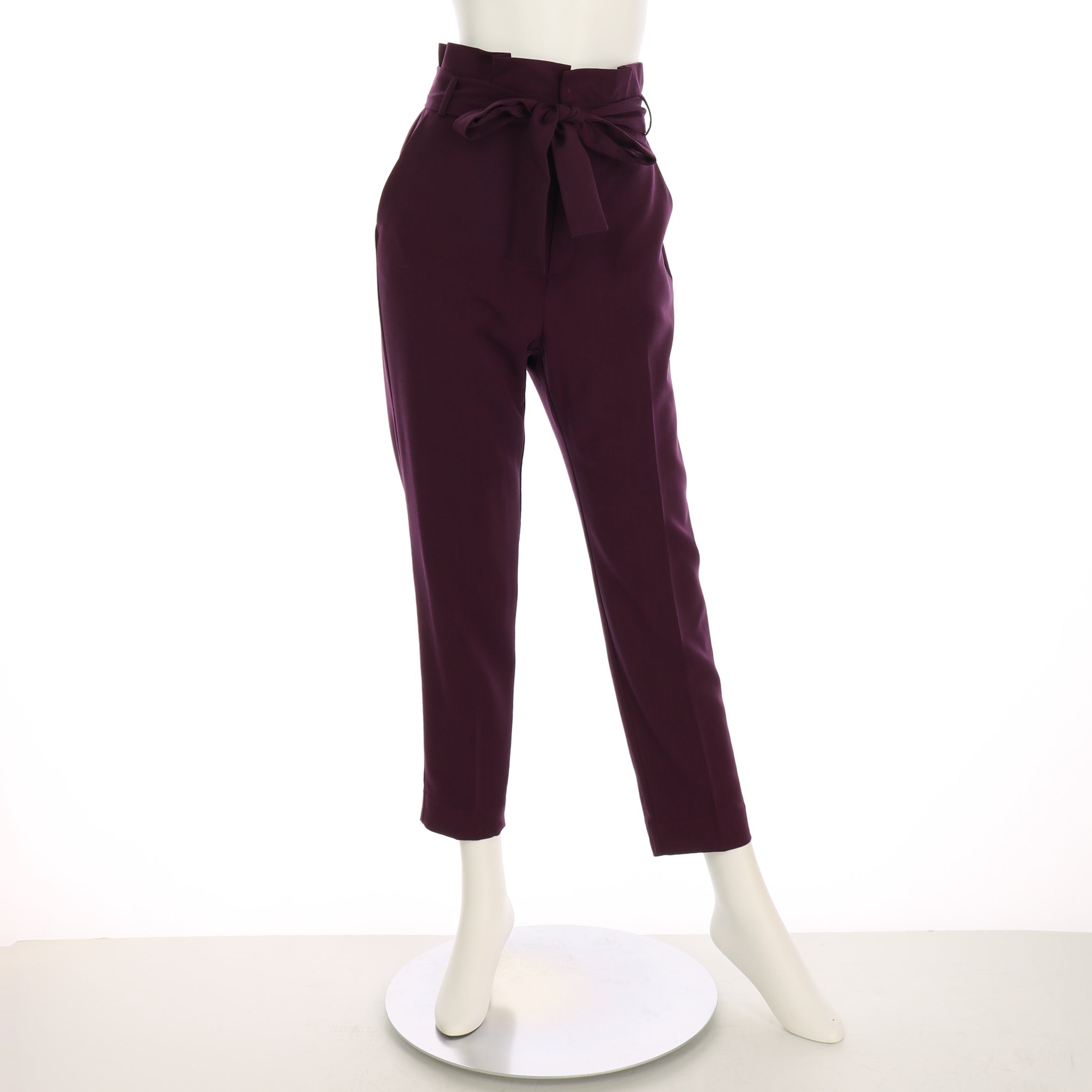 ハイウエストリボンベルトテーパードパンツ