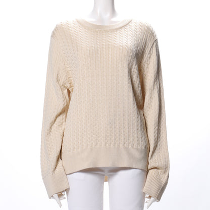 細ケーブル編みラウンドネックニット