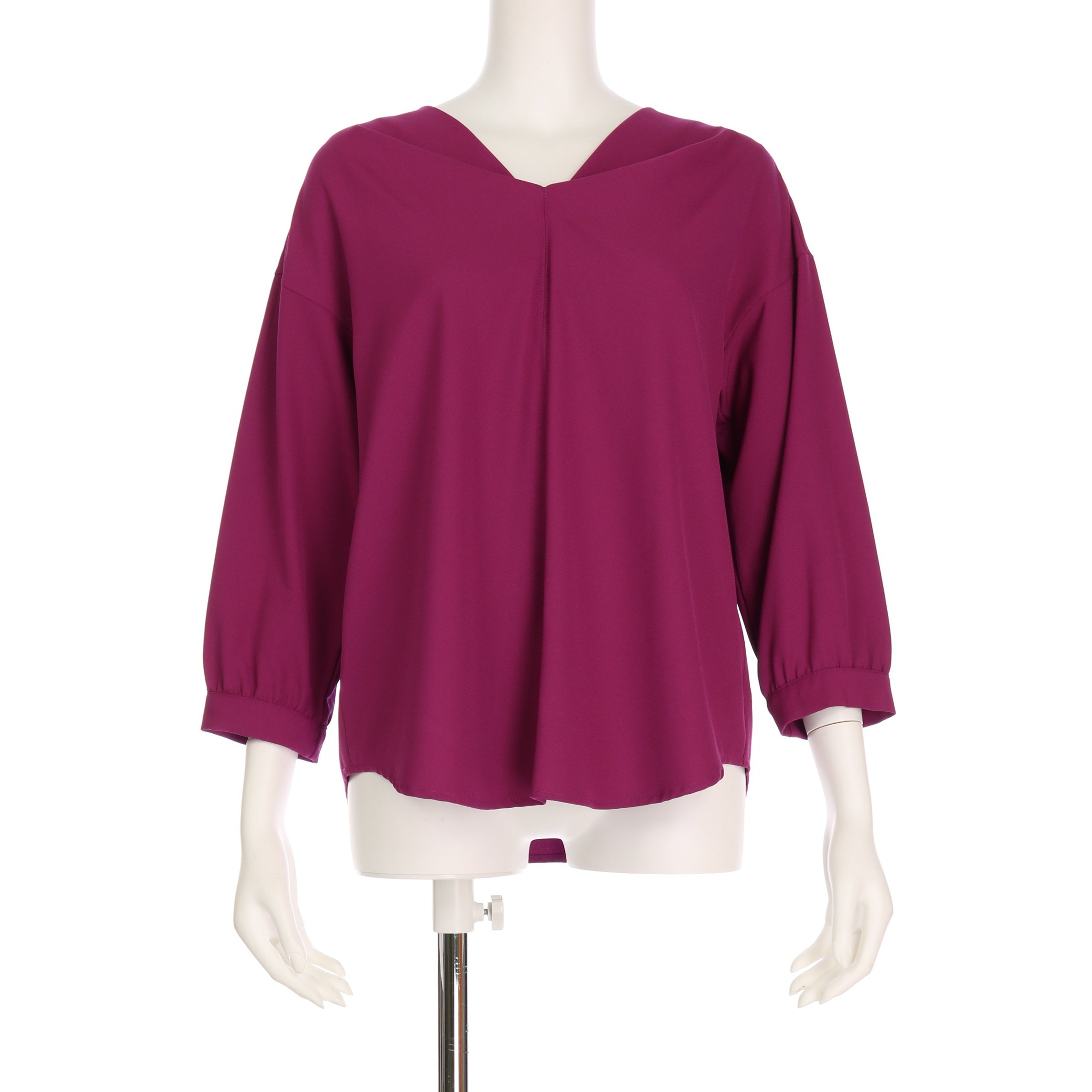 ストレッチジョーゼットVネックブラウス