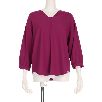 ストレッチジョーゼットVネックブラウス