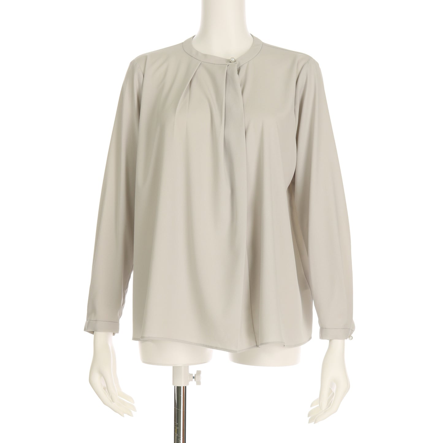 アシンメトリータックパールボタンブラウス