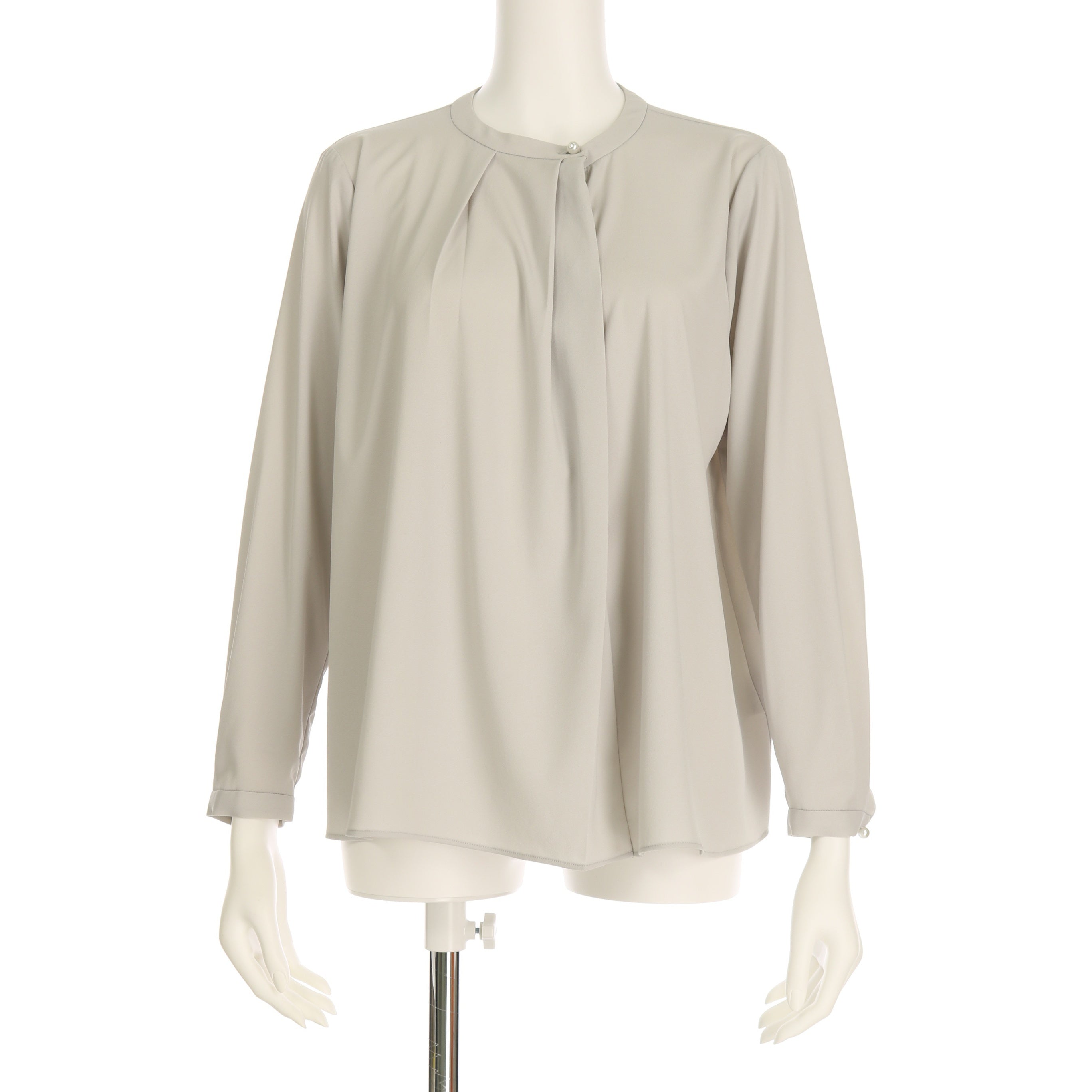 アシンメトリータックパールボタンブラウス