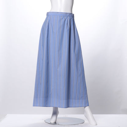 コットンストライプロングフレアスカート