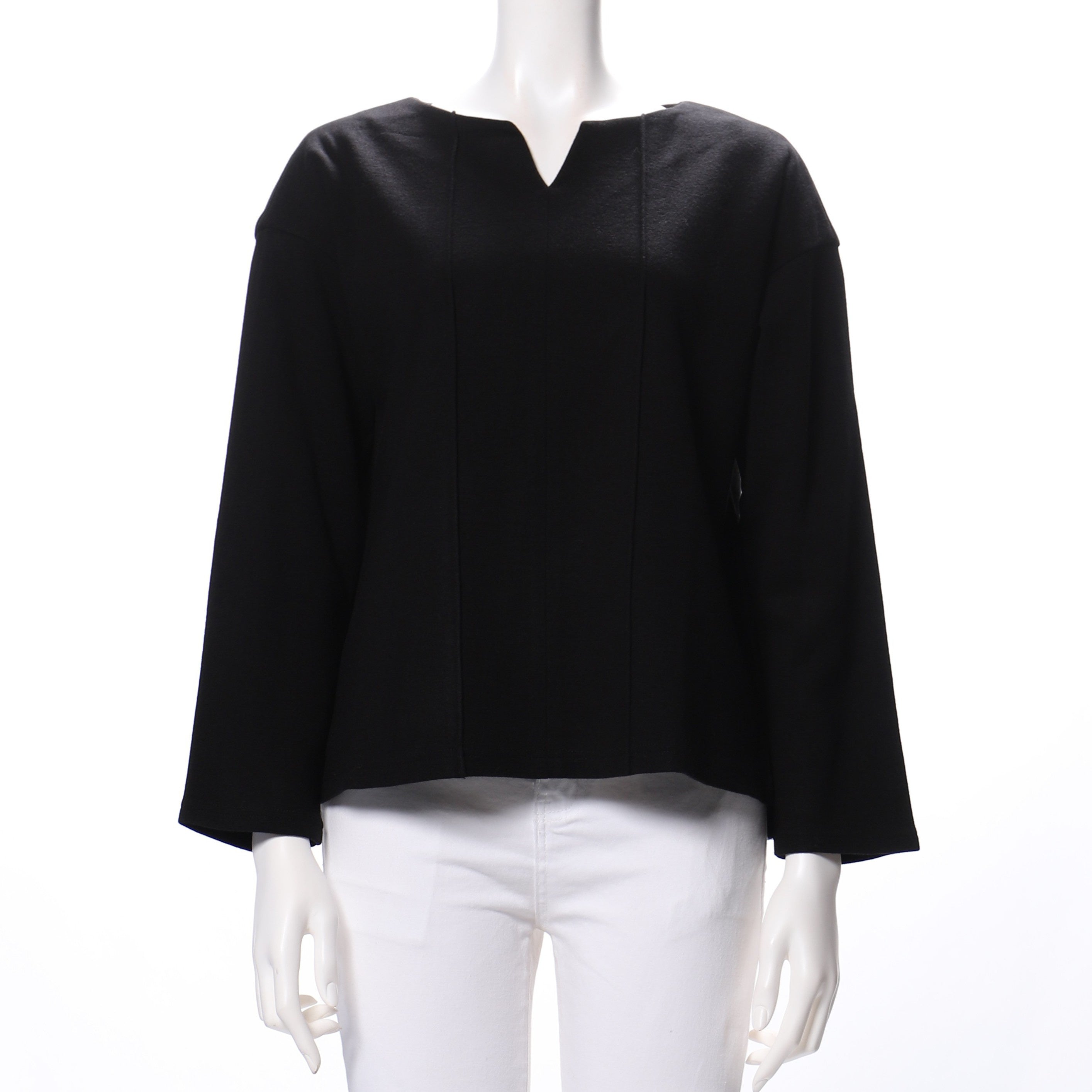 オープンフロントネックドロップショルダーニット