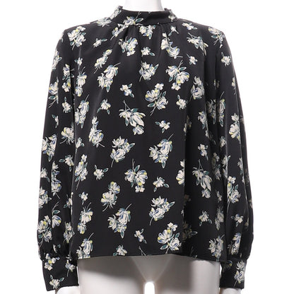 スタンドカラーフラワーブラウス